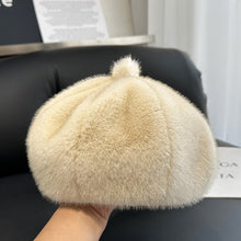 Load image into Gallery viewer, Womens Faux Fur Beret Hat Autumn Winter Warm Thicken French Style Artist Painter Cap Casual Adjustable Plush Beanies Hat