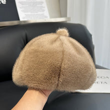 Load image into Gallery viewer, Womens Faux Fur Beret Hat Autumn Winter Warm Thicken French Style Artist Painter Cap Casual Adjustable Plush Beanies Hat