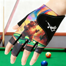 Load image into Gallery viewer, 1PC Professional Left Hand Billiards Glove High Elasticity Breathable Snooker Glove with Non-Slip Pad Hook and Loop Fastening (Pattern Design)