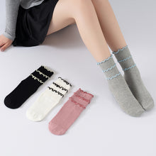 Load image into Gallery viewer, 1Pair Ruffled Edge Yoga Socks for Pilates Moisture-Wicking Anti-Slip Floor Socks Sweet Cute Sports Socks