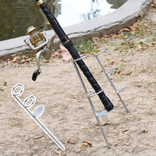 Load image into Gallery viewer, 1PC Double Ring Fishing Rod Holder Ground Spike Thickened Long-Distance Casting Rock Rod Stand Fishing Accessory