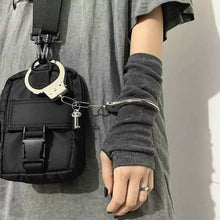Load image into Gallery viewer, Y2K Gothic Lolita Gloves Arm Cover Harajuku Arm Warmers Black Grey Striped Fingerless Punk Long Wristband Metallic Unisex Gloves