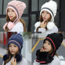 Load image into Gallery viewer, Soft Winter Warm Fur Hat Fleece Lined Earflap Hat For Women Knitted Beanie Casual Slouchy Thick Thermal Cap For Cold Weather