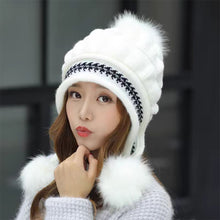 Load image into Gallery viewer, Soft Winter Warm Fur Hat Fleece Lined Earflap Hat For Women Knitted Beanie Casual Slouchy Thick Thermal Cap For Cold Weather
