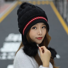 Load image into Gallery viewer, Soft Winter Warm Fur Hat Fleece Lined Earflap Hat For Women Knitted Beanie Casual Slouchy Thick Thermal Cap For Cold Weather