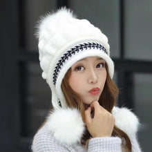 Load image into Gallery viewer, Soft Winter Warm Fur Hat Fleece Lined Earflap Hat For Women Knitted Beanie Casual Slouchy Thick Thermal Cap For Cold Weather