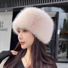 Load image into Gallery viewer, New Fluffy Fur Women's Winter Hat Winter Snow Ski Cap Female Faux Fur Thick Warm Windproof Hat Russian Hat Mink Fisherman's Hat