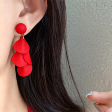 Load image into Gallery viewer, Retro Light Luxury Red Earrings Geometric Leaf Earrings Exaggerated Elegant Ear Stud Female Accessories Gift For Women