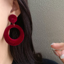 Load image into Gallery viewer, Retro Light Luxury Red Earrings Geometric Leaf Earrings Exaggerated Elegant Ear Stud Female Accessories Gift For Women