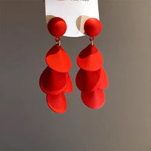 Load image into Gallery viewer, Retro Light Luxury Red Earrings Geometric Leaf Earrings Exaggerated Elegant Ear Stud Female Accessories Gift For Women
