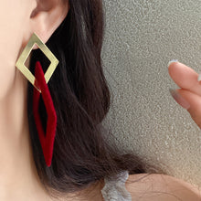 Load image into Gallery viewer, Retro Light Luxury Red Earrings Geometric Leaf Earrings Exaggerated Elegant Ear Stud Female Accessories Gift For Women