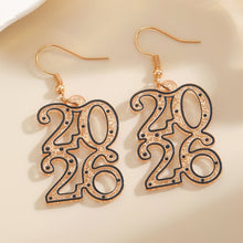 Load image into Gallery viewer, 2026 New Year Number 2026 Earrings Colorful Geometric Hollowed Earrings Female Ear Accessories New Year Jewelry Gift Women Men