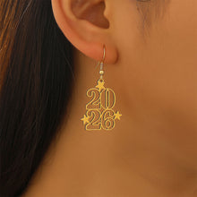 Load image into Gallery viewer, 2026 New Year Number 2026 Earrings Colorful Geometric Hollowed Earrings Female Ear Accessories New Year Jewelry Gift Women Men