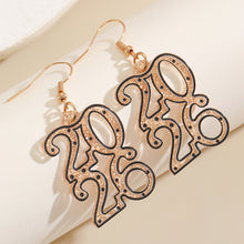 Load image into Gallery viewer, 2026 New Year Number 2026 Earrings Colorful Geometric Hollowed Earrings Female Ear Accessories New Year Jewelry Gift Women Men