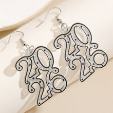 Load image into Gallery viewer, 2026 New Year Number 2026 Earrings Colorful Geometric Hollowed Earrings Female Ear Accessories New Year Jewelry Gift Women Men