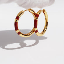 Load image into Gallery viewer, High-End Light Luxury Striped Earrings Retro Black Red Circle Earrings Women Accessories New Year Gift