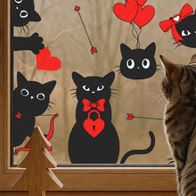 Load image into Gallery viewer, Black Cat Heart Shaped Wall Stickers Home Wall Decoration Restaurant Window Stickers Valentine's Day Atmosphere Decoration