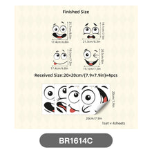 Load image into Gallery viewer, 4 Sheets/Set Cartoon Funny Face Stickers Cute Face Self-Adhesive Wall Stickers Home Decoration Toilet Stickers