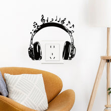 Load image into Gallery viewer, Black Earphone PVC Wall Stickers Switch Stickers Decoration Home Bedroom Decoration
