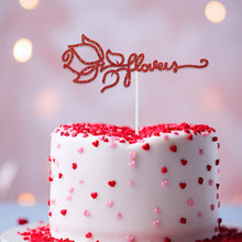 Load image into Gallery viewer, Valentine's Day Red Cake Topper Inserts Golden Glitter Dessert Baking Supplies Bakeware Festival Party Atmosphere Decoration