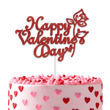 Load image into Gallery viewer, Valentine's Day Red Cake Topper Inserts Golden Glitter Dessert Baking Supplies Bakeware Festival Party Atmosphere Decoration