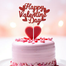 Load image into Gallery viewer, Valentine's Day Red Cake Topper Inserts Golden Glitter Dessert Baking Supplies Bakeware Festival Party Atmosphere Decoration