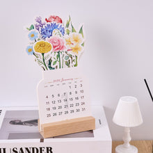 Load image into Gallery viewer, 2026 New Year Fashion Flower Calendar Wooden Platform Calendar Notepad Memo Creative Calendar Festival Gift