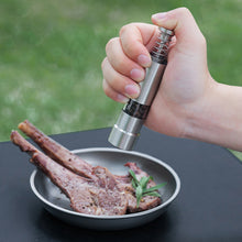 Load image into Gallery viewer, Stainless Steel Pepper Grinder Manual Pepper Mill Push Down Spice Grinder Clear View Camping Picnic BBQ Outdoor Kitchen Essential Tabletop Dining Accessory