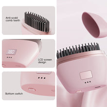 Load image into Gallery viewer, Mini Portable Wireless Straight Hair Comb Rechargeable Temperature Adjustable Dual-purpose Hair Straightener Curling Iron Hair Styling Tool