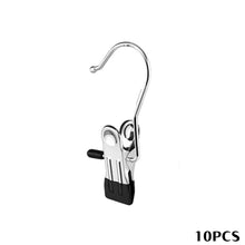 Load image into Gallery viewer, 10Pcs Stainless Steel Multifunctional Clothes Clips with Hooks Portable Hanging Clothespins Pants Storage & Drying Clips for Home Wardrobe Laundry Organizer