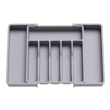 Load image into Gallery viewer, Upgraded Adjustable Cutlery Organizer Expandable Plastic Storage Tray With Divided Slots Silverware Holder For Forks Knives Kitchen Utensil Drawer Organizer