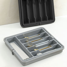 Load image into Gallery viewer, Upgraded Adjustable Cutlery Organizer Expandable Plastic Storage Tray With Divided Slots Silverware Holder For Forks Knives Kitchen Utensil Drawer Organizer
