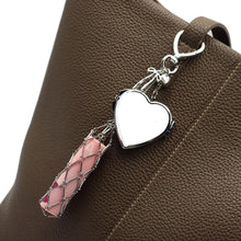 Load image into Gallery viewer, New Design Stainless Steel Metal Net Pocket Lipstick Bag Interchangeable Lip Balm Bag Silver Keychain Charm Bag Accessories