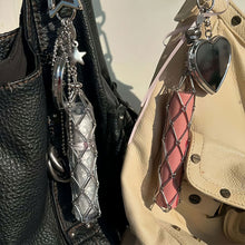 Load image into Gallery viewer, New Design Stainless Steel Metal Net Pocket Lipstick Bag Interchangeable Lip Balm Bag Silver Keychain Charm Bag Accessories