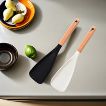 Load image into Gallery viewer, Multi Function Silicone Cooking Spatula Spoon Wooden Handle Non BPA Kitchen Tool For Frying Mixing Serving Nonstick Cookware