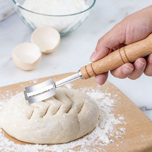 Load image into Gallery viewer, Dough Bread Pastry Cutter Wooden Handle Curved Baguette Toast Slicer 5 Blades Stainless Steel Baking Accessory For Bakers