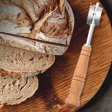 Load image into Gallery viewer, Dough Bread Pastry Cutter Wooden Handle Curved Baguette Toast Slicer 5 Blades Stainless Steel Baking Accessory For Bakers