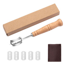 Load image into Gallery viewer, Dough Bread Pastry Cutter Wooden Handle Curved Baguette Toast Slicer 5 Blades Stainless Steel Baking Accessory For Bakers