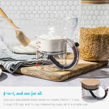 Load image into Gallery viewer, 4 In 1 Multifunctional Food Grade Adjustable Measuring Cup With Scraper Base Precision V Shaped Spout For Cooking Baking