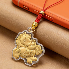 Load image into Gallery viewer, 1PC 2026 Zodiac Horse Imitation Gold Foil Lucky Charm Keychain Phone Chain Key Ring Souvenir New Year Wealth Gift