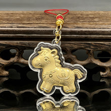 Load image into Gallery viewer, 1PC 2026 Zodiac Horse Imitation Gold Foil Lucky Charm Keychain Phone Chain Key Ring Souvenir New Year Wealth Gift