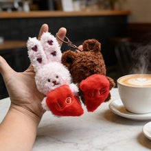 Load image into Gallery viewer, New Scented Couple Bear Rabbit Plush Keychain Cute Heart Doll Pendant Sweet Lover Bag Hanging Decoration Gift