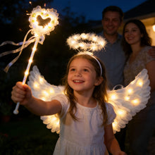 Load image into Gallery viewer, Children Luminous Feather Angel Wing Halo Fairy Wand Set LED Light Up Costume For Kids Christmas Stage Performance