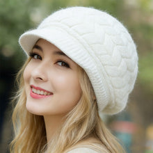 Load image into Gallery viewer, Retro Winter Warm Knit Hat For Women Double Soft Lining Wide Visor Brim High Elastic Slouchy Beanie Fashion Ski Running Camping Cap