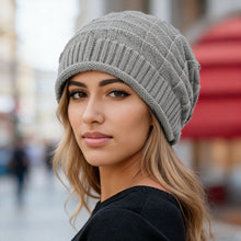 Load image into Gallery viewer, Winter Windproof Chunky Knit Slouchy Beanie Hat Stretch Skull Cap Outdoor Ski Baggy Cap For Women Men