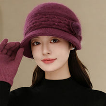 Load image into Gallery viewer, Women Winter Mom Hat Warm Knitted Lined Bucket Cap Foldable Short Brim Travel Friendly Outdoor Casual Hat