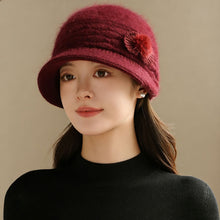 Load image into Gallery viewer, Women Winter Mom Hat Warm Knitted Lined Bucket Cap Foldable Short Brim Travel Friendly Outdoor Casual Hat