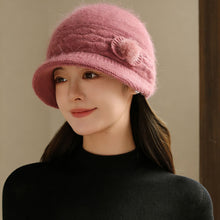 Load image into Gallery viewer, Women Winter Mom Hat Warm Knitted Lined Bucket Cap Foldable Short Brim Travel Friendly Outdoor Casual Hat