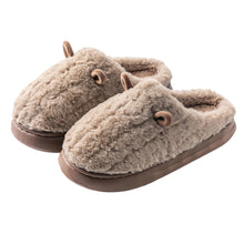 Load image into Gallery viewer, Winter Warm Cute Cartoon Plush Slippers Closed Toe Non Slip Thick Sole Fuzzy Fur Cotton Indoor Bedroom House Shoes For Women Men