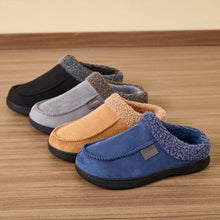 Load image into Gallery viewer, Men Winter Warm Suede Fuzzy Plush Slippers Memory Foam Cushion Non Slip Durable TPR Sole Indoor Outdoor Comfortable House Shoes